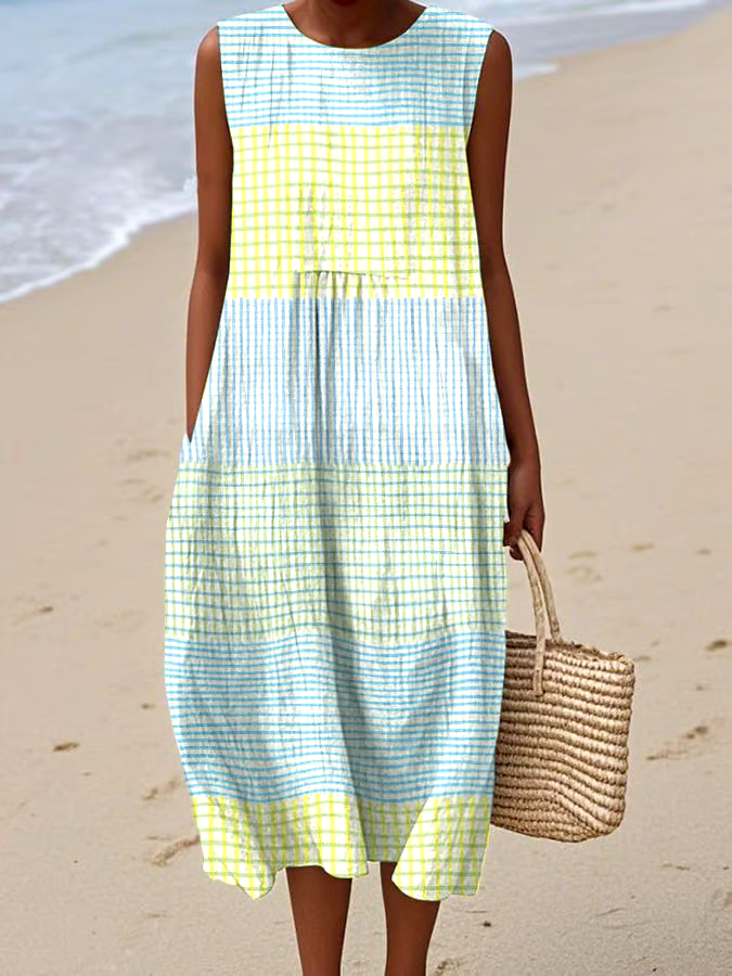 Women's Casual Irregular Striped Sleeveless Dress