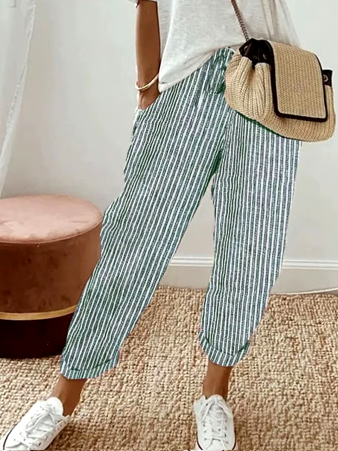 Women's Casual Striped Print Trousers