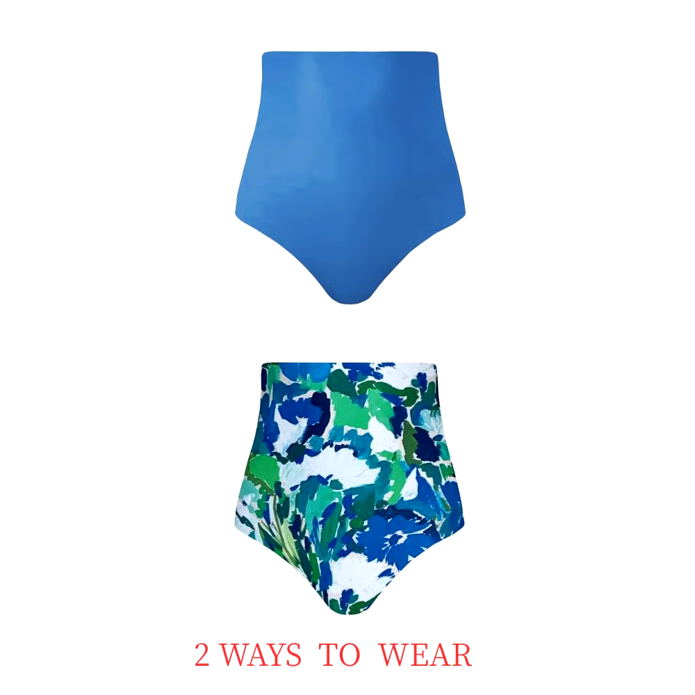 Blue Reversible Multi Wear Bikini And Skirt Swimsuit Set