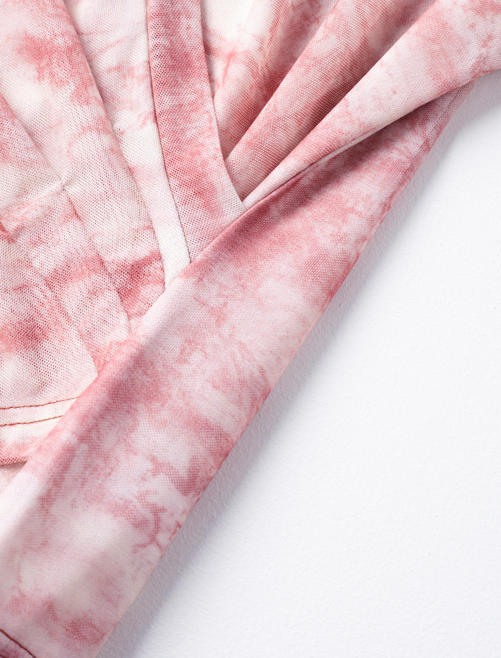 Tie Dye V-Neck Wrap Elbow Sleeve Top