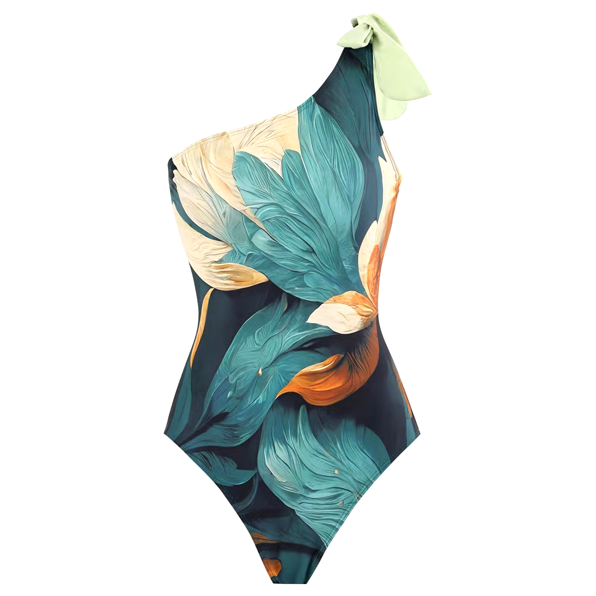 One Shoulder Chiffon Swimsuit Set