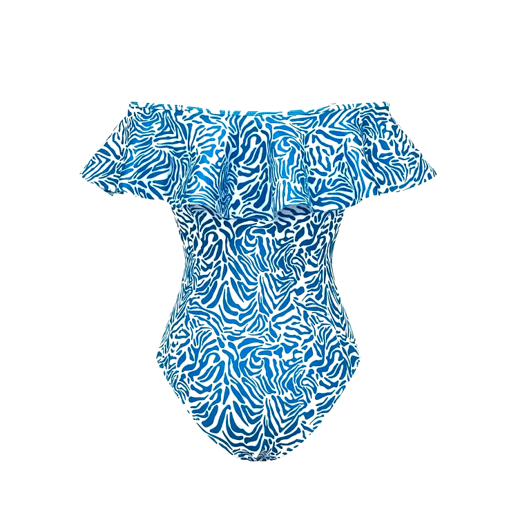 Ruffle Printed One Piece  Swimsuit Set