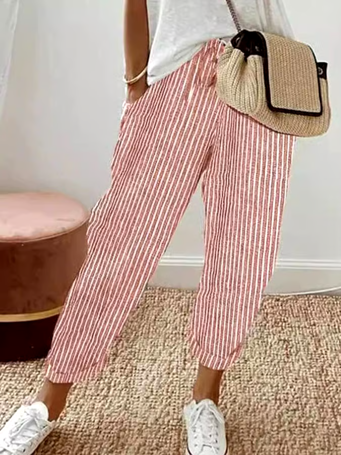 Women's Casual Striped Print Trousers