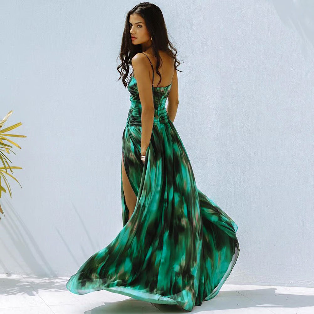 Starfish Decoration Print Hollow-out Flared Skirt Swimsuit Set