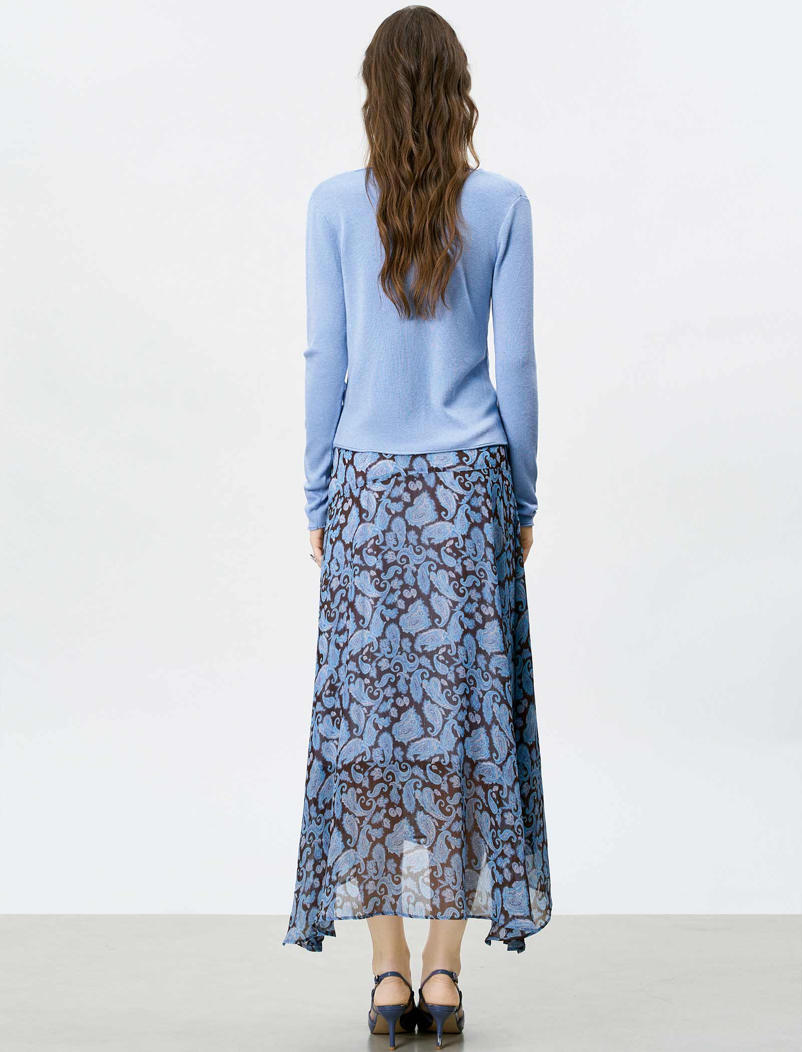Cowl Neck Asymmetrical Knit Top