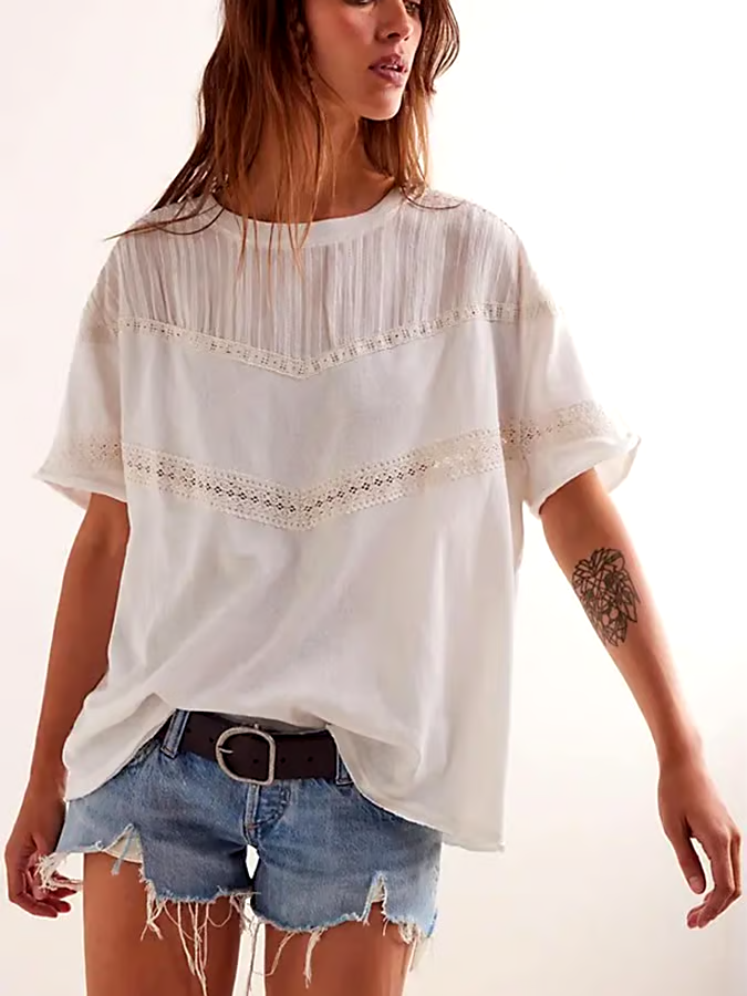 Women's Summer Cotton&Linen Hollow T-Shirt