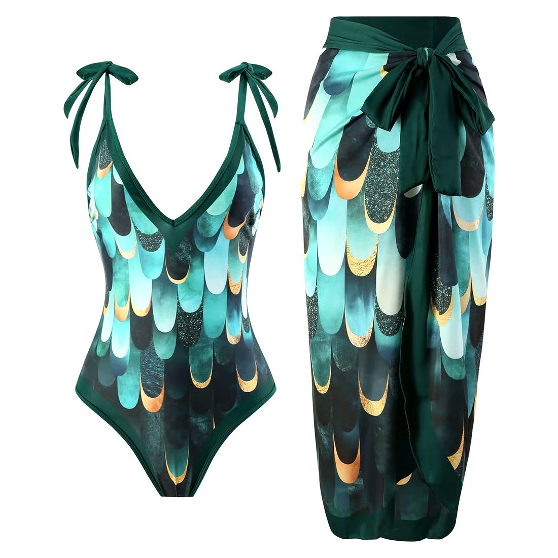 Green Gradient Swimsuit Set