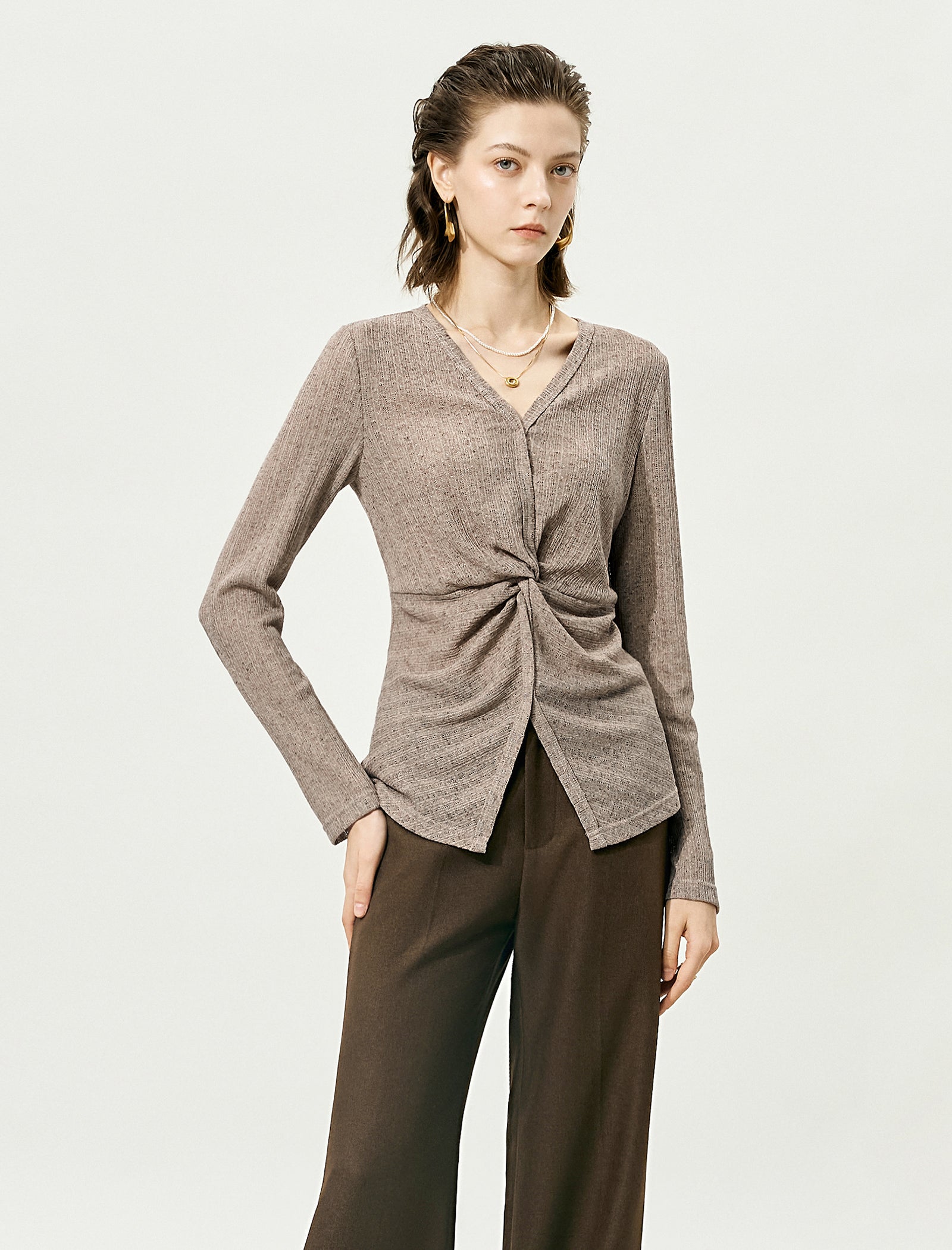 Twisted-Front Knit Top