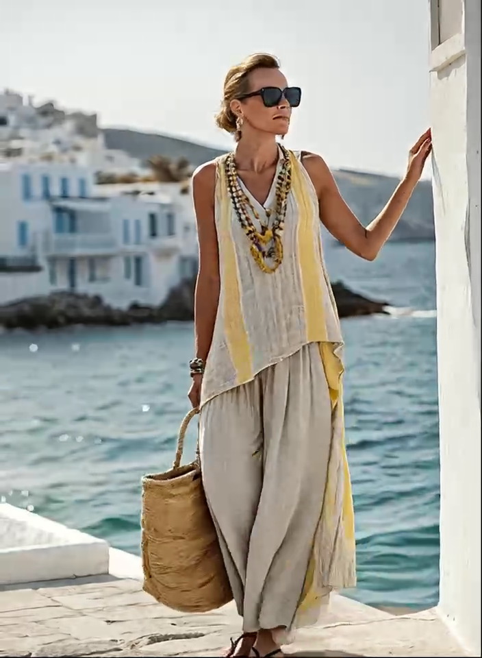 Women'S Loose Striped Pants Suit