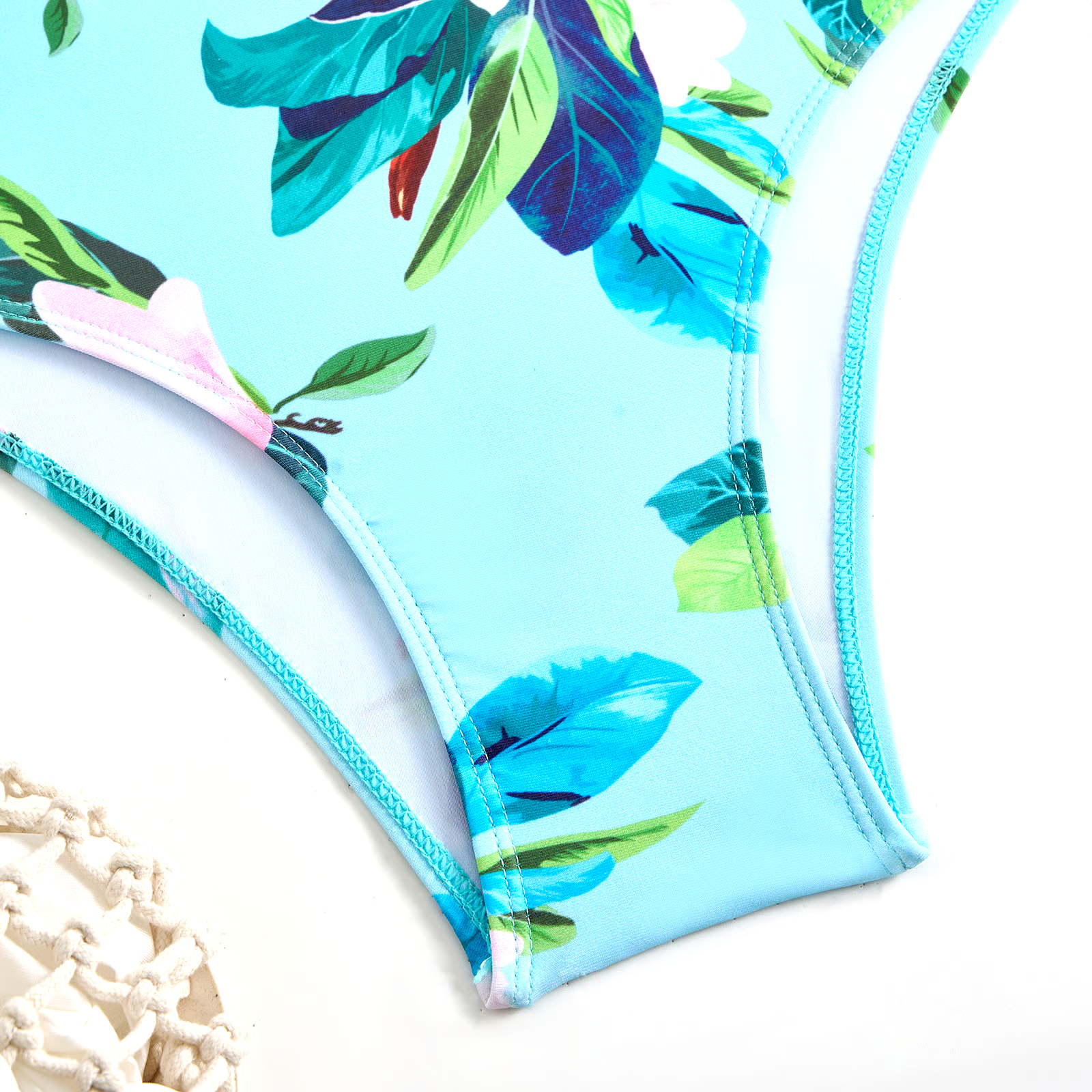 DBVACAY V Neck Floral Printed Long Sleeves Ruffled Wrap Skirt Swimsuit Set