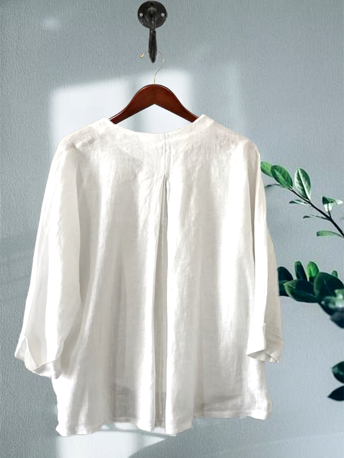 Summer Women's Button-Down Cotton&Linen Shirt