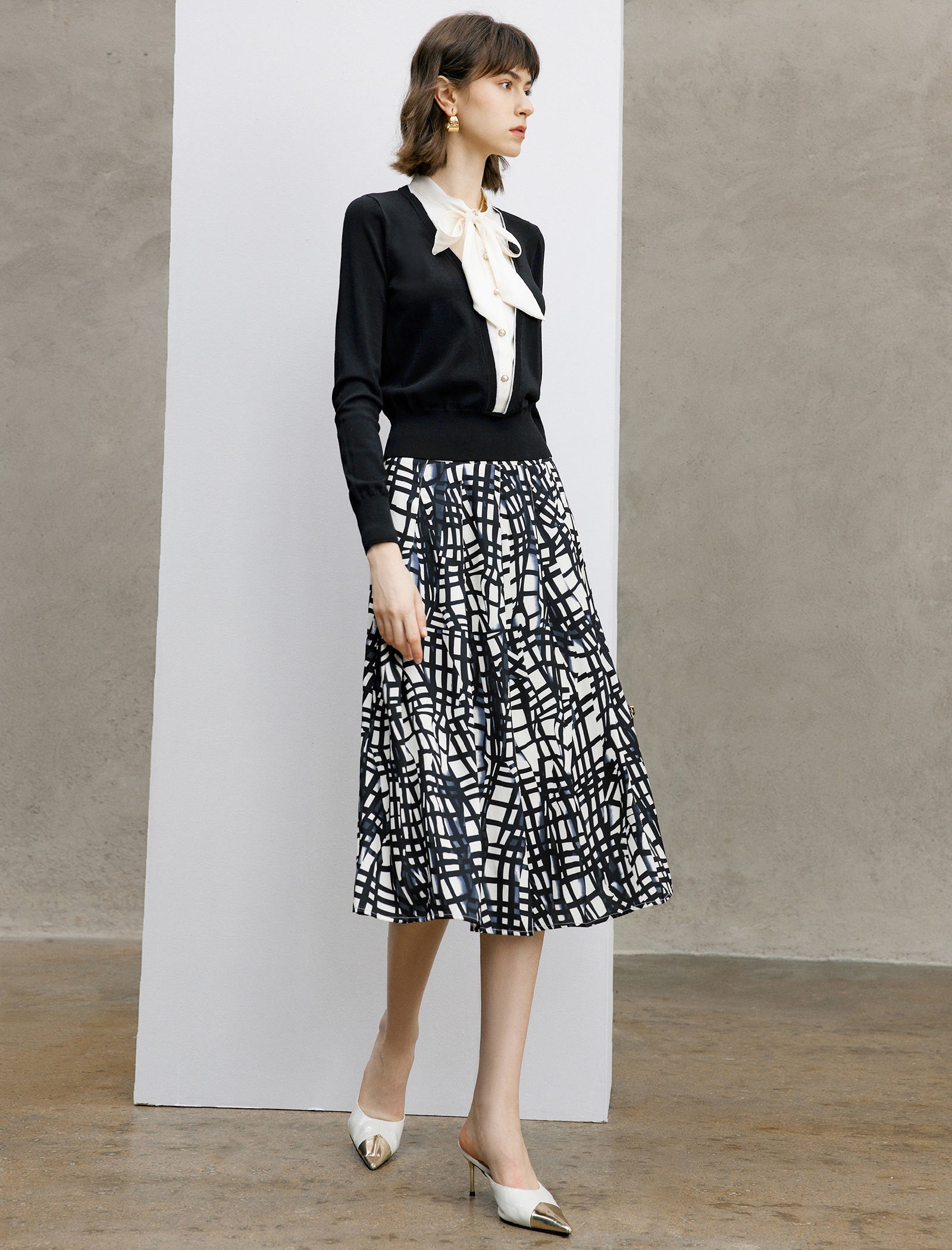 Faux Two-Piece Bow Detail Knit Top