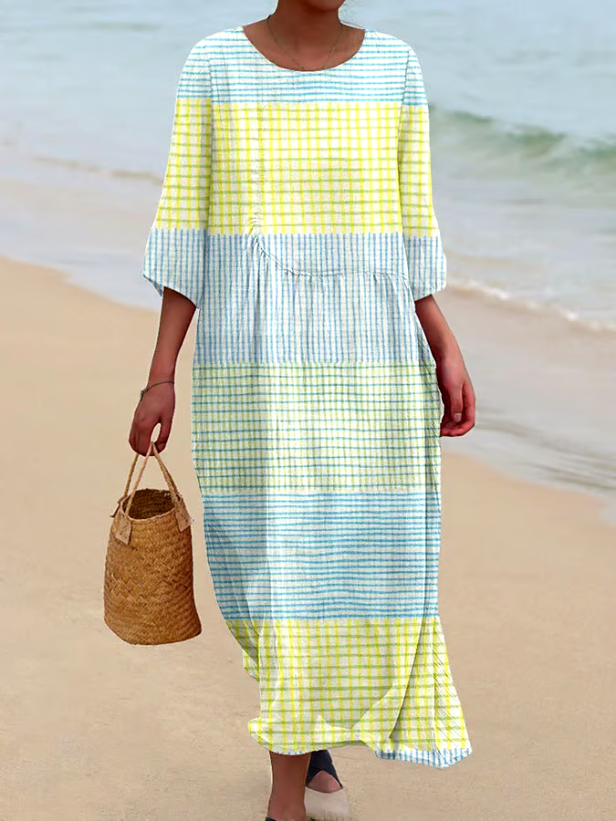 Women's Casual Plaid Loose Dress