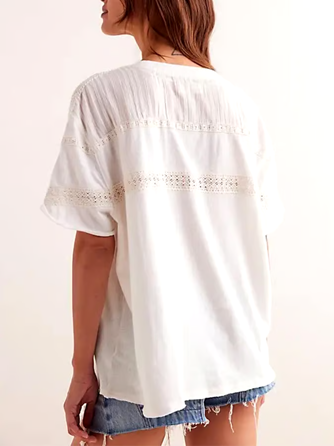 Women's Summer Cotton&Linen Hollow T-Shirt