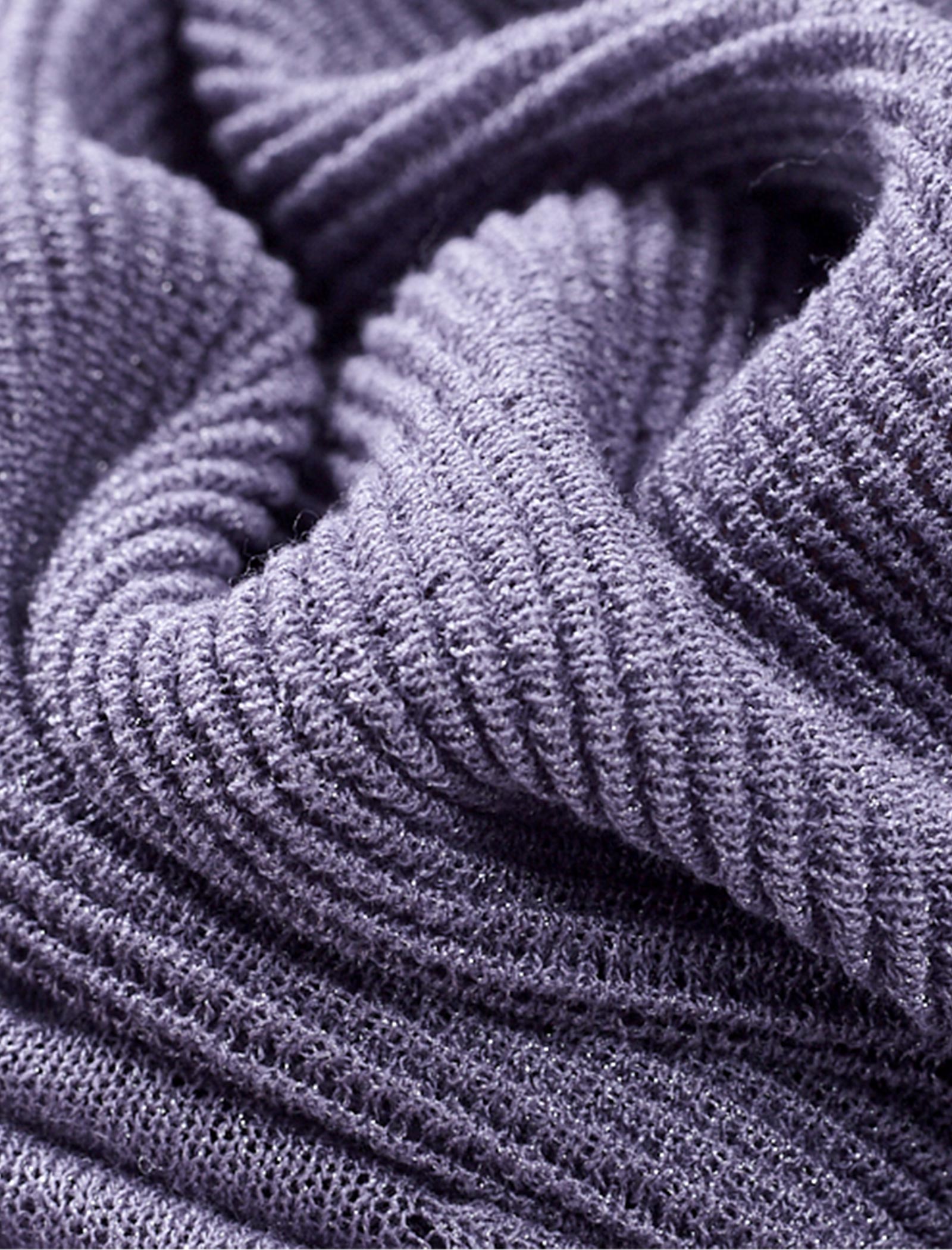 Wavy Texture Scalloped Cuffs Knitted Pullover