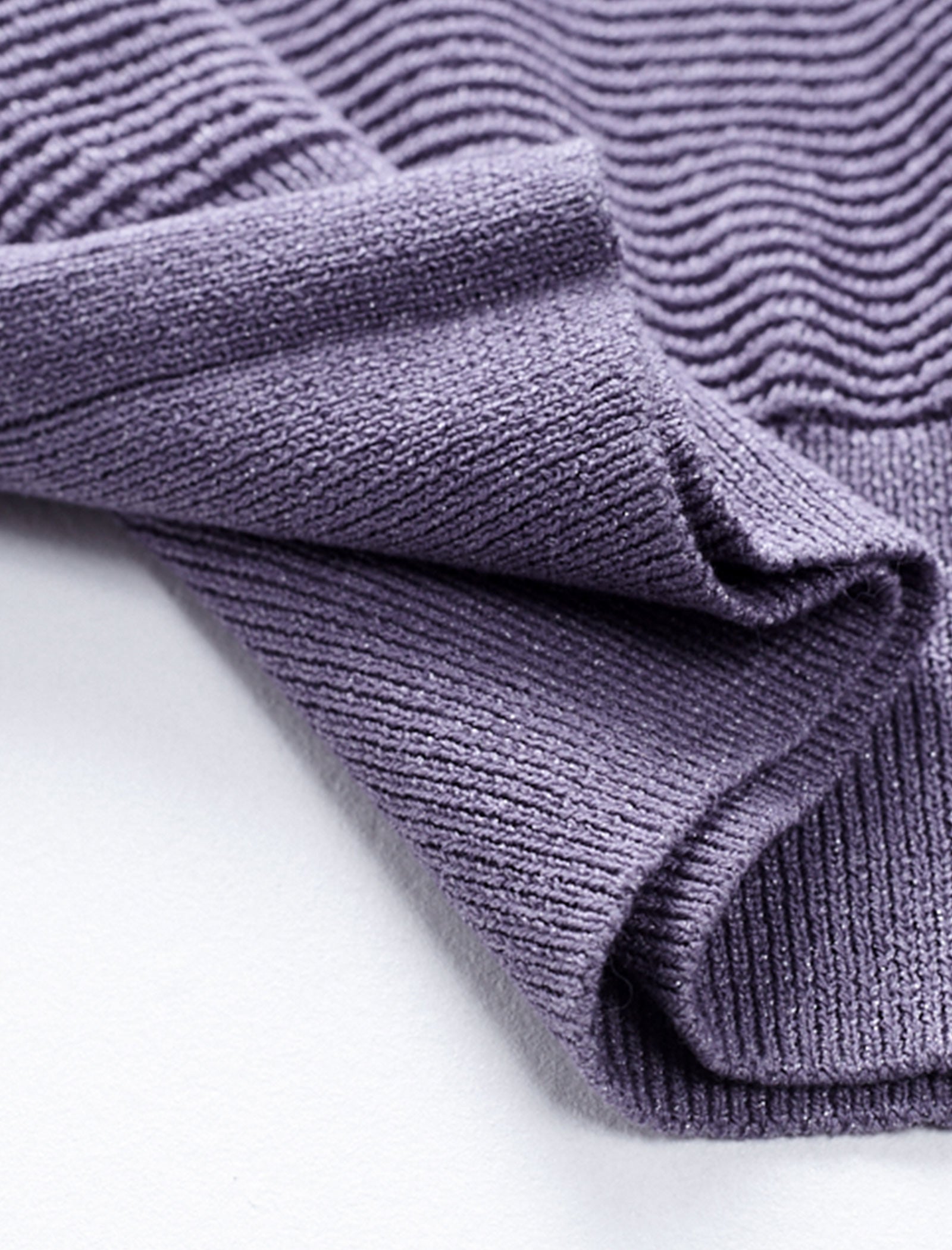 Wavy Texture Scalloped Cuffs Knitted Pullover