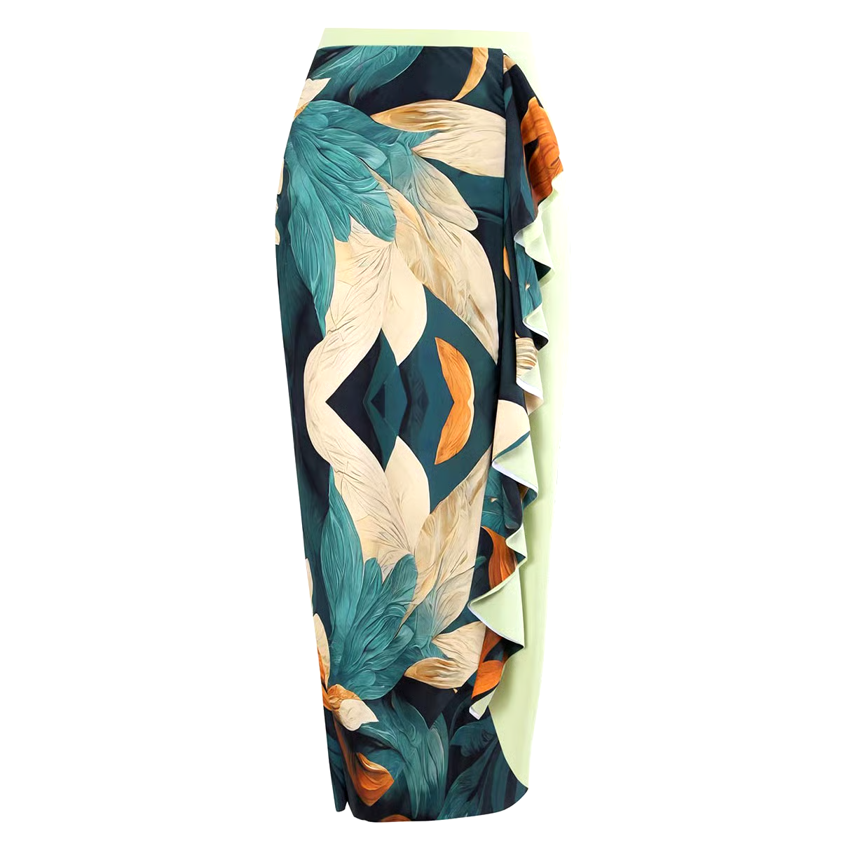 One Shoulder Chiffon Swimsuit Set