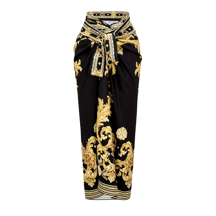 Dbvacay Vintage Baroque Print With Chain One Piece Swimsuit Set