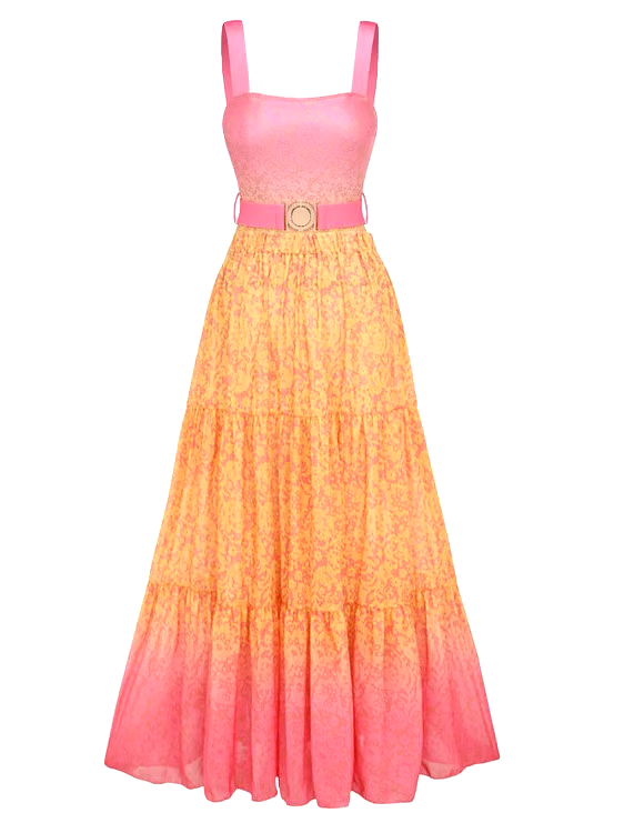 Gradation Print Skirt Swimsuit Set