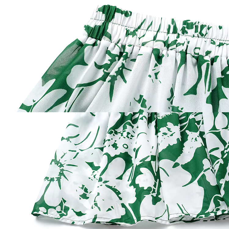 Sling Shadow of Trees Printed One Piece Swimsuit Set