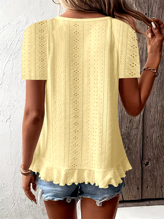 Women's Fashion Casual Solid Color Short Sleeve Round Neck T-Shirt