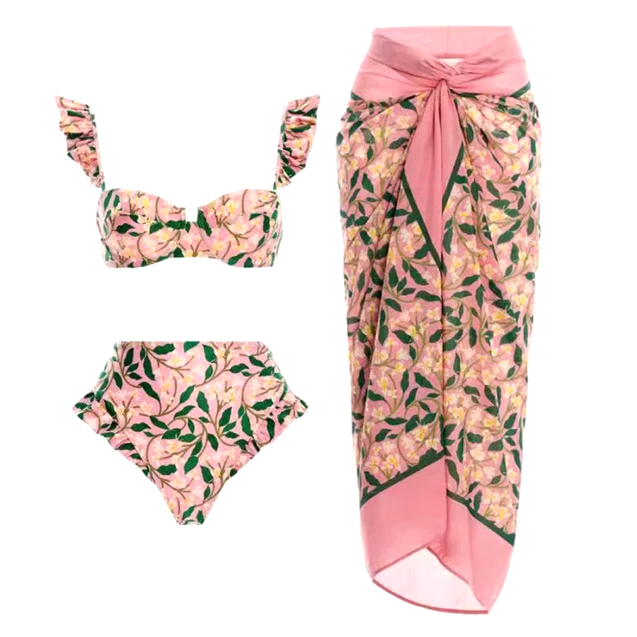Lily Of The Valley High Waist Swimsuit Set