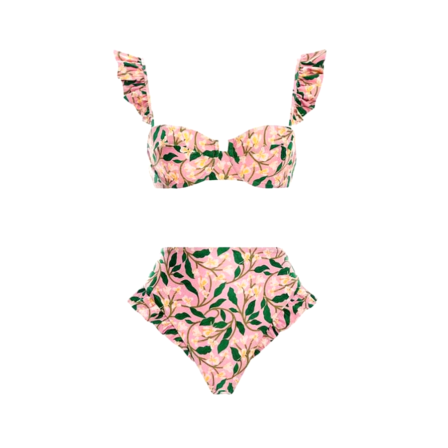 Lily Of The Valley High Waist Swimsuit Set