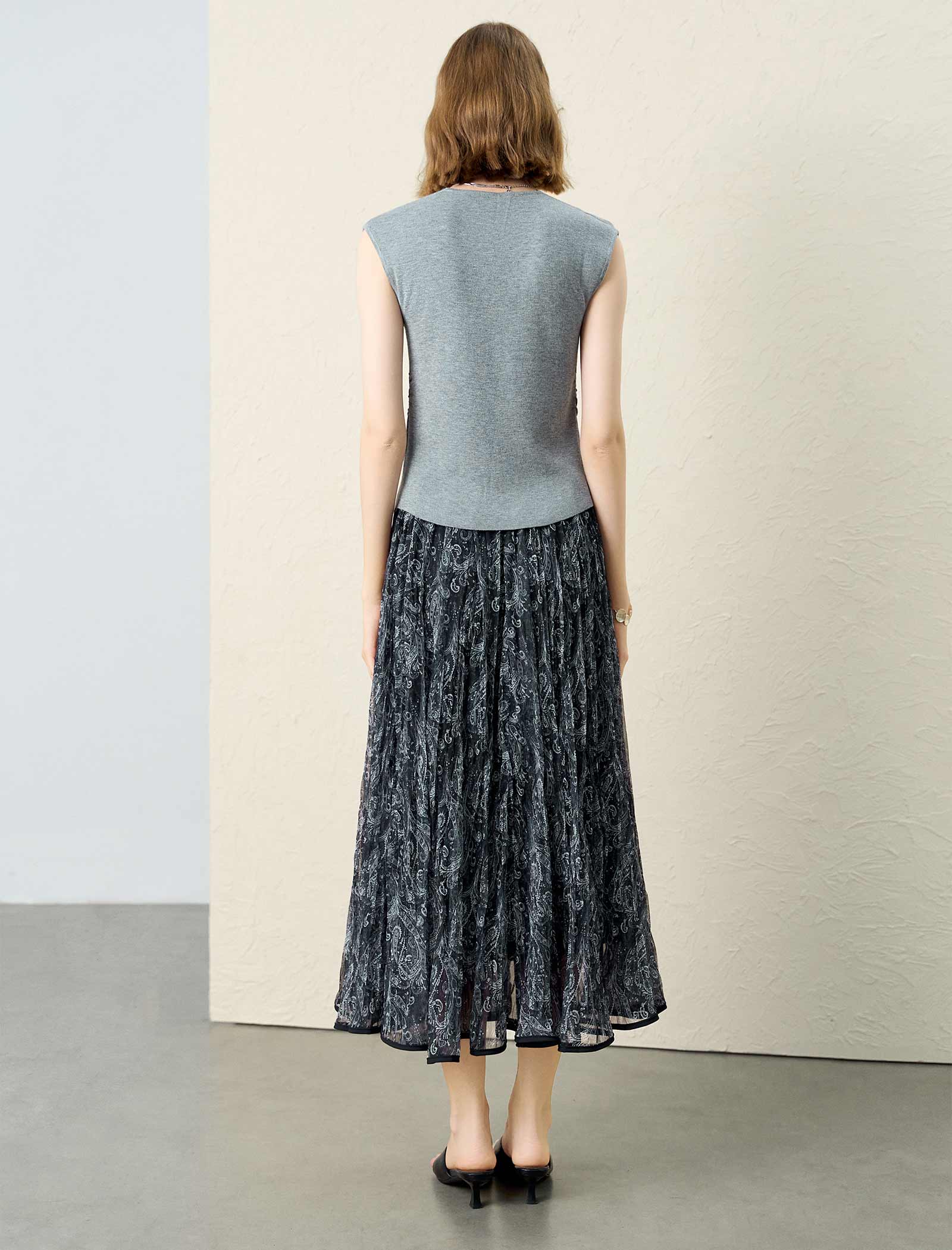 Ruched Knit Sleeveless V-Neck Top