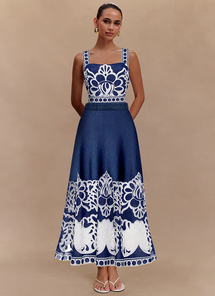 Printed one-piece swimsuit set