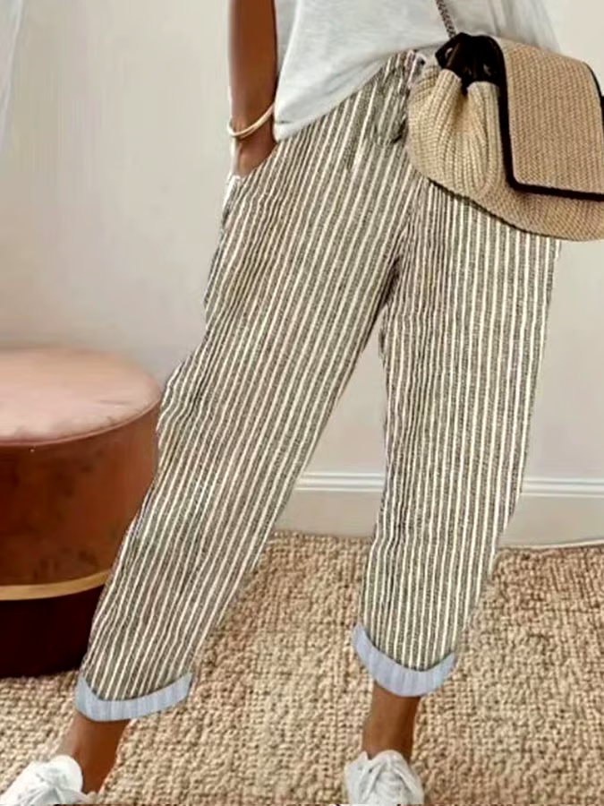 Women's Casual Striped Print Trousers