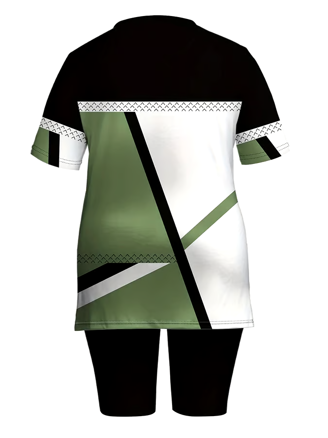 Women's Casual Round Neck Print Short Sleeve T-Shirt Shorts Set