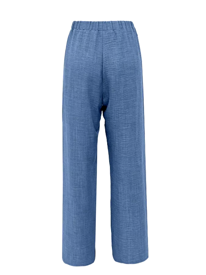 Women's Casual Solid Color Side Hollow Design Cotton and Linen Pants