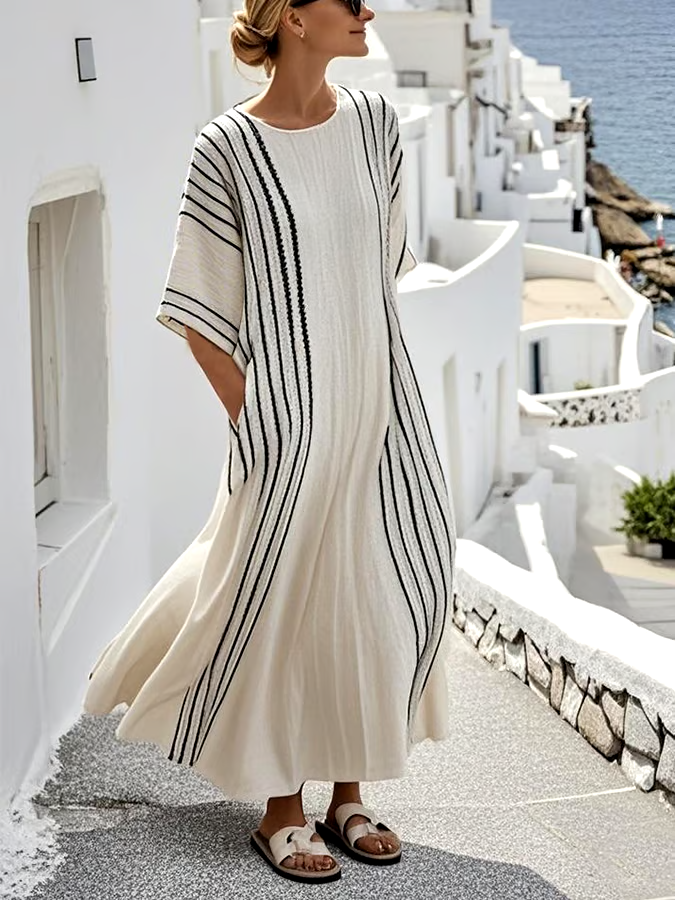 Women'S Contrast Striped Dress
