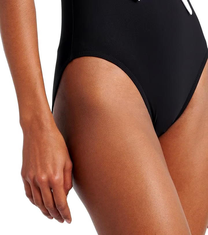 Black V Neck Sexy One Piece Swimsuit Set