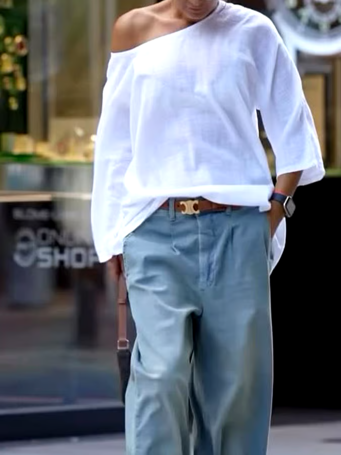 Women'S Casual Solid Color Off-Shoulder Loose Top