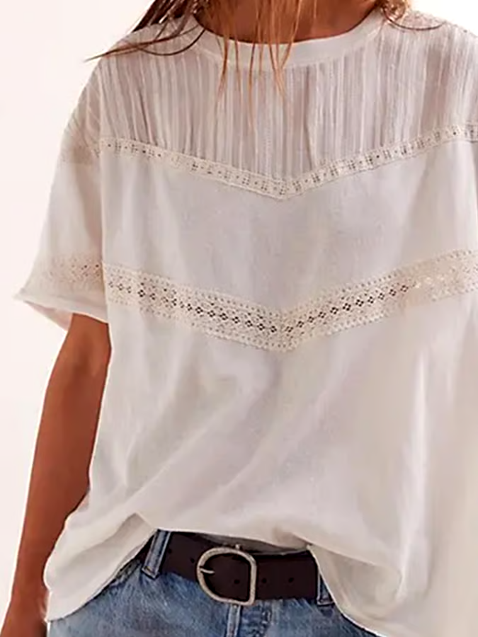 Women's Summer Cotton&Linen Hollow T-Shirt