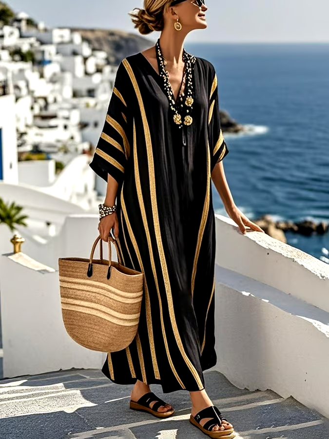 Women'S Contrast Striped Dress