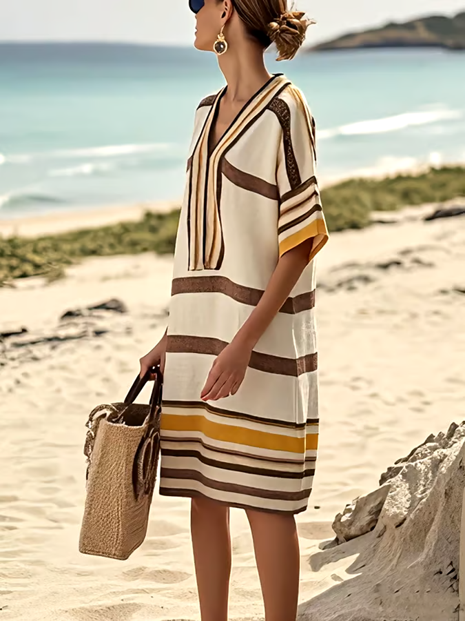 Women'S Contrast Striped Dress