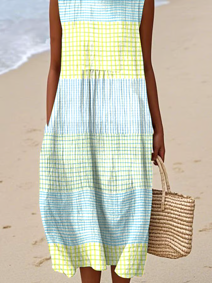 Women's Casual Irregular Striped Sleeveless Dress