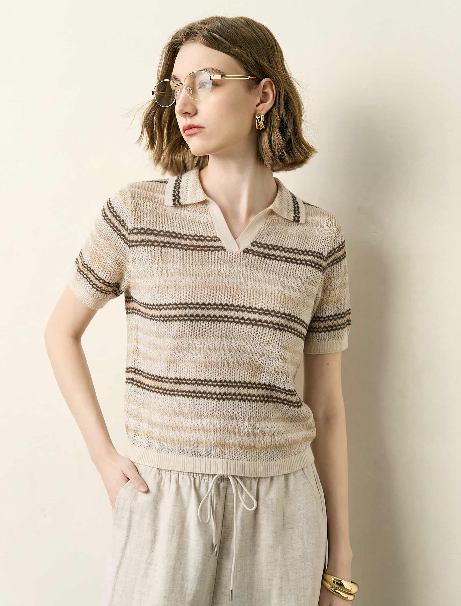 The Effortless Pointelle Stripe Polo
