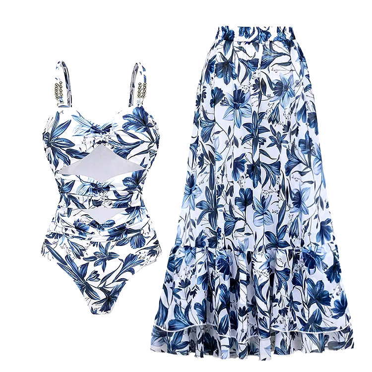 Floral Print Two Piece Swimsuit Set