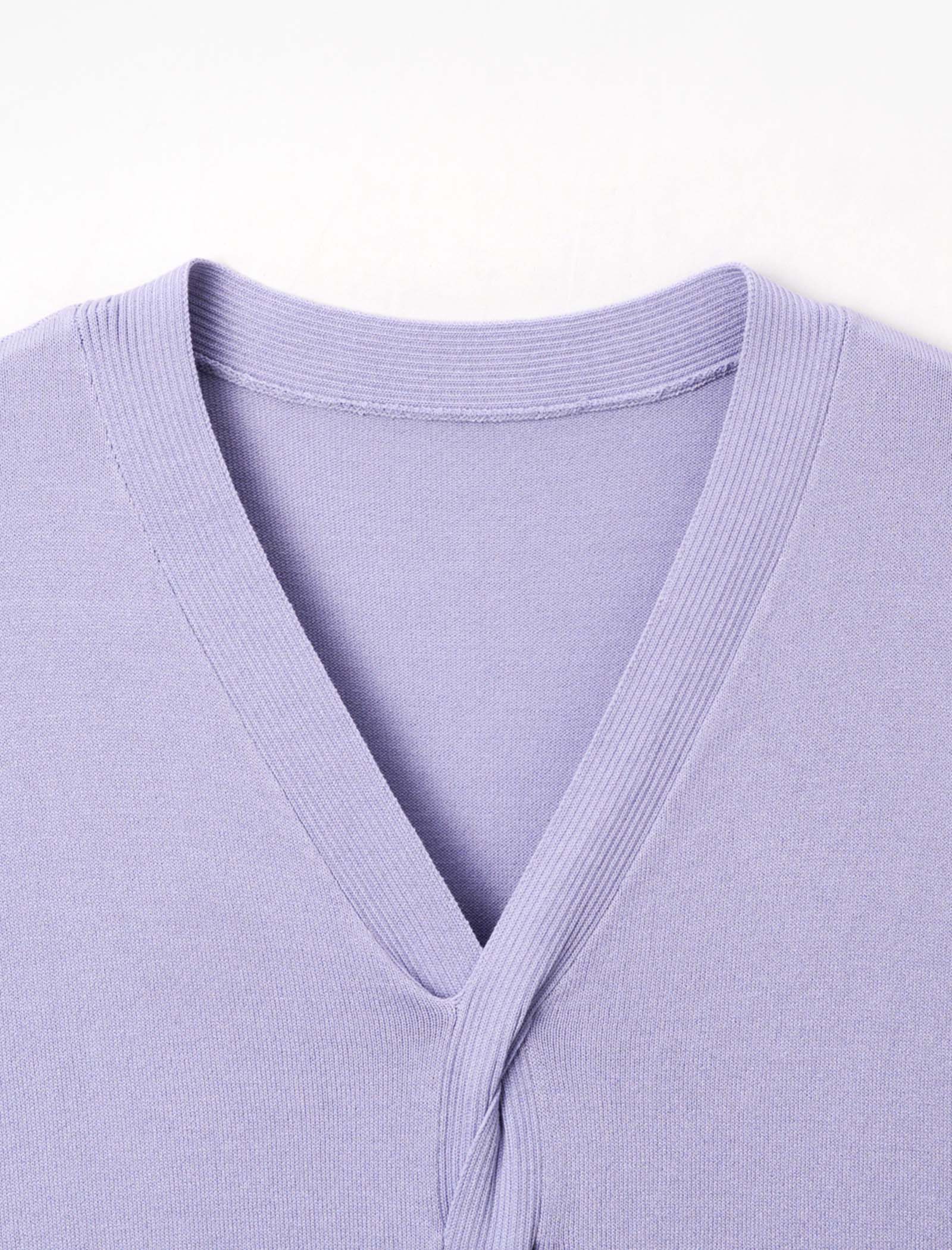 V-Neck Cable-Knit Short Sleeve Top