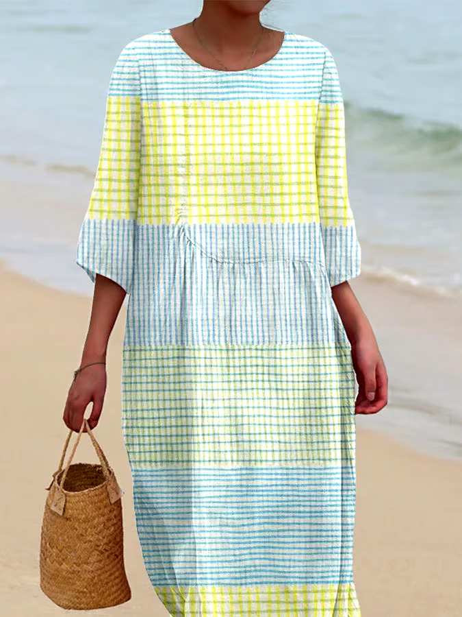 Women's Casual Plaid Loose Dress