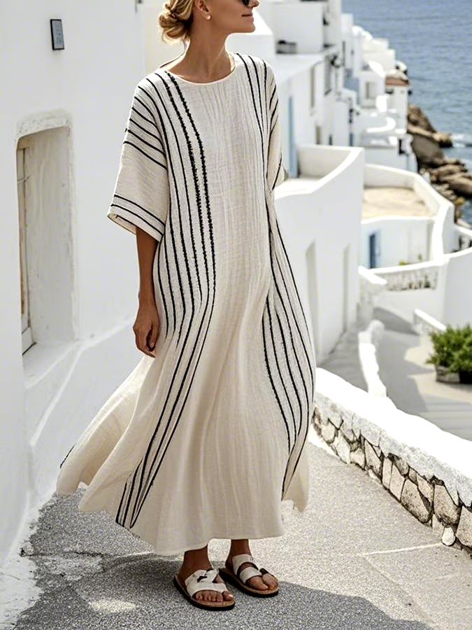 Women'S Contrast Striped Dress