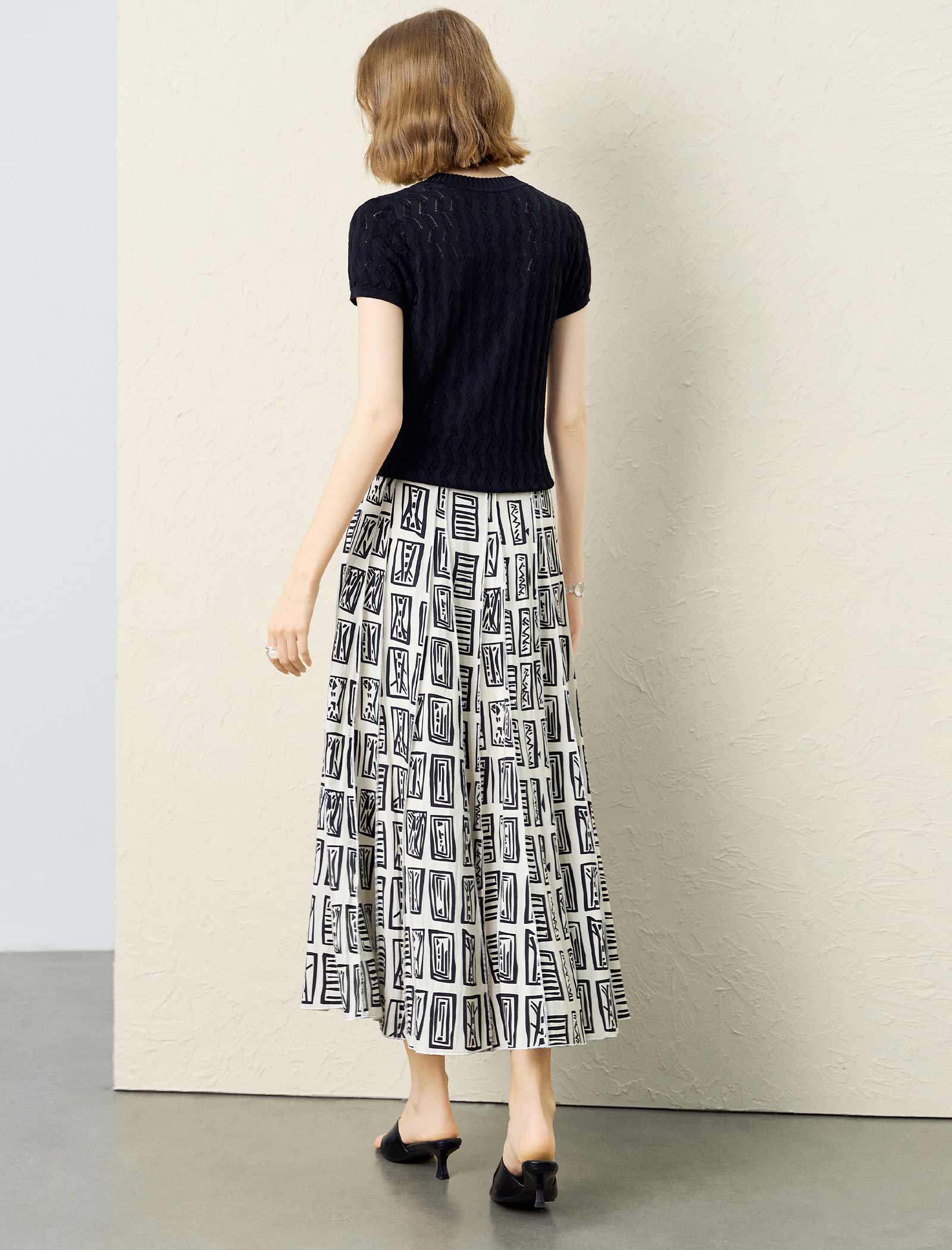 Tailored Open-Collar Knit Top